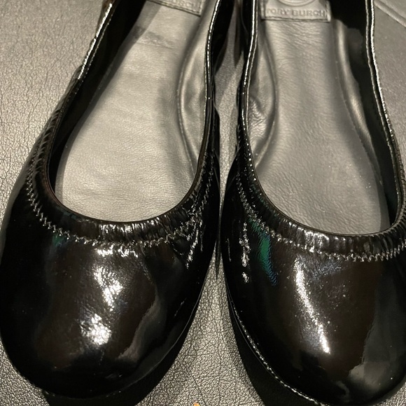 Tory Burch Glossy Shiny Ballerinas Flats Leather Slip on Round toe Rubber sole - Picture 9 of 12
